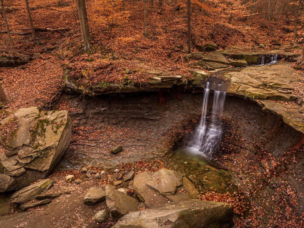 Blue Hens Falls in Cuyahoga Valley National Park is one of the many reasons to stop over at Cleveland on your way to Niagara Falls.